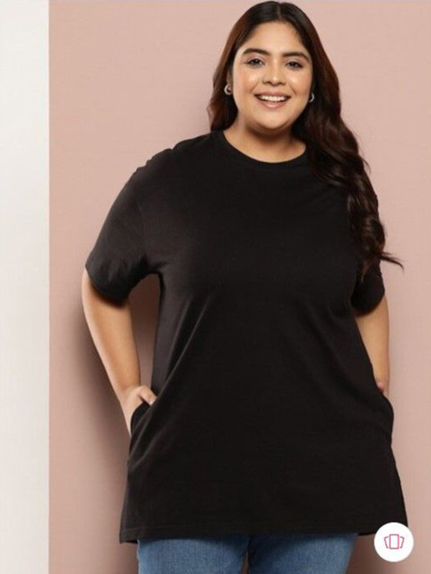 ANJIR Plus Size Round Neck Short Sleeves Cotton T-shirt