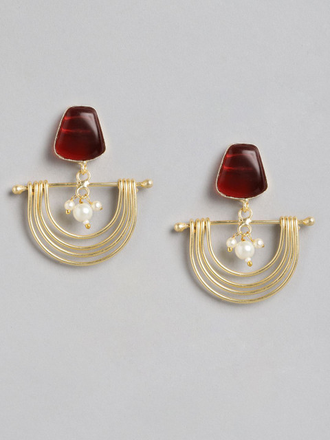 Anouk Gold-Plated Artificial Beads Beaded Contemporary Drop Earrings - Image 2