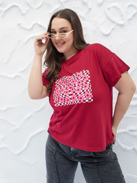 ANJIR Women Plus Size Graphic Printed Round Neck Cotton T-shirt - Image 5