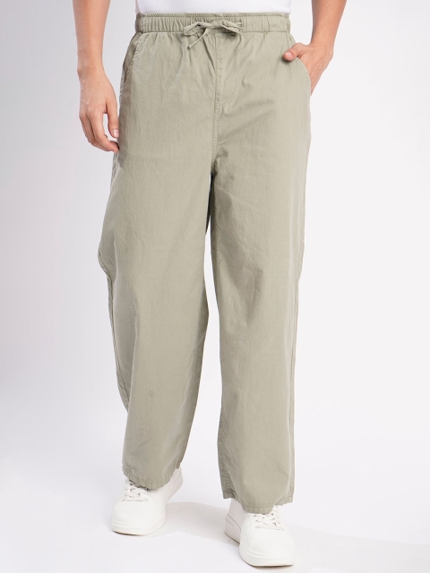 Bene Kleed Men Baggy Mid-Rise Pure Cotton Wide Leg Trousers