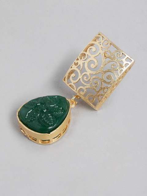 Anouk Gold-Plated Rectangular Shaped Artificial Stones Drop Earrings - Image 3