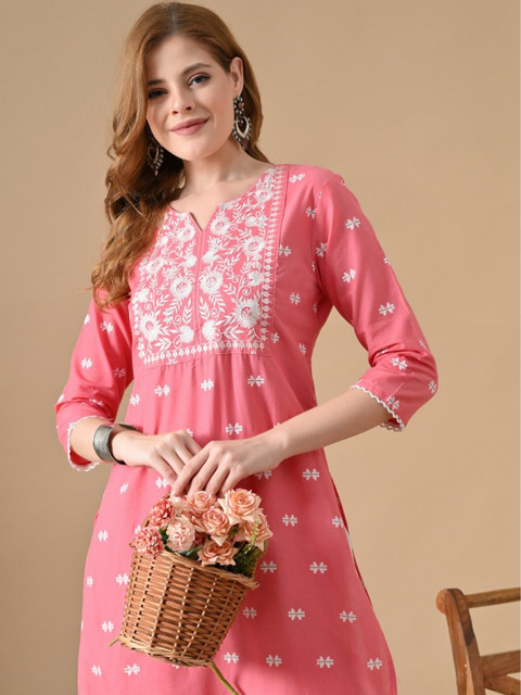 BKApparels Women Ethnic Motifs Printed Daily Cotton A-Line Kurta