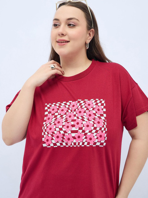 ANJIR Women Plus Size Graphic Printed Round Neck Cotton T-shirt - Image 2