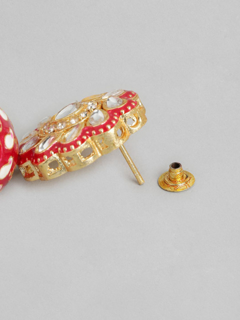 Anouk Gold Plated Artificial Stones and Beads Dome Shaped Jhumkas Earrings - Image 4