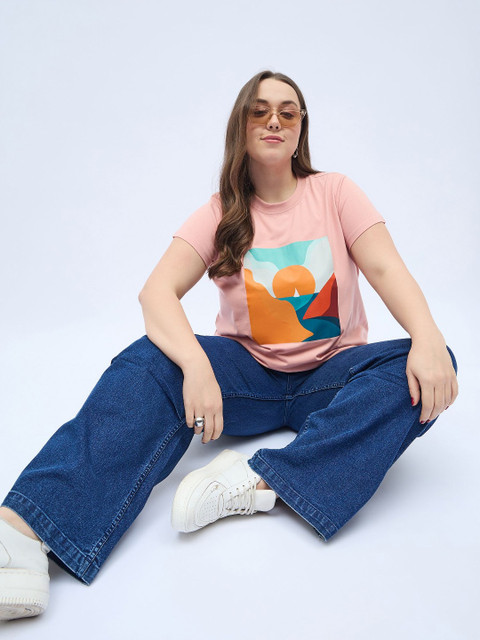 ANJIR Women Plus Size Graphic Printed Round Neck T-shirt - Image 5