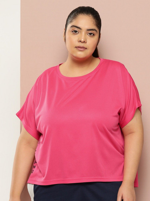 ANJIR Women Plus Size Typography Printed Round Neck T-shirt