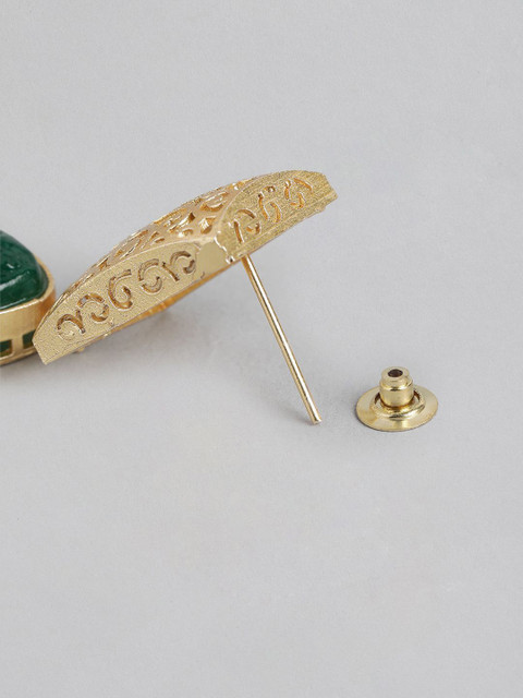 Anouk Gold-Plated Rectangular Shaped Artificial Stones Drop Earrings - Image 4