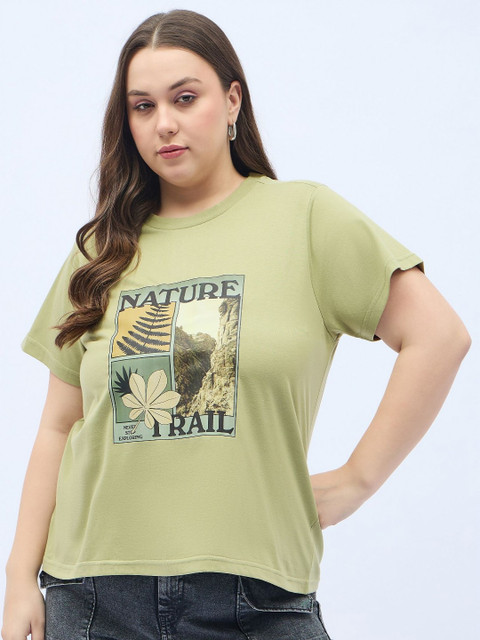 ANJIR Plus Size Floral Printed Round Neck Oversized T-shirt