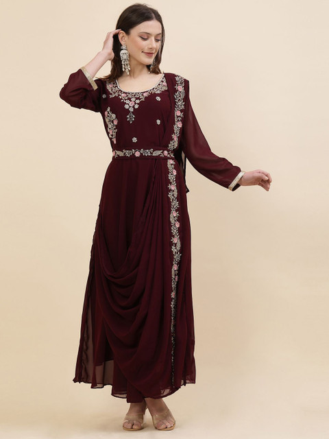 TS LIFESTYLE Women Floral Embroidered Gown Maxi Dress