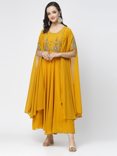 TS LIFESTYLE Embroidered Round Neck Gown Maxi Dress