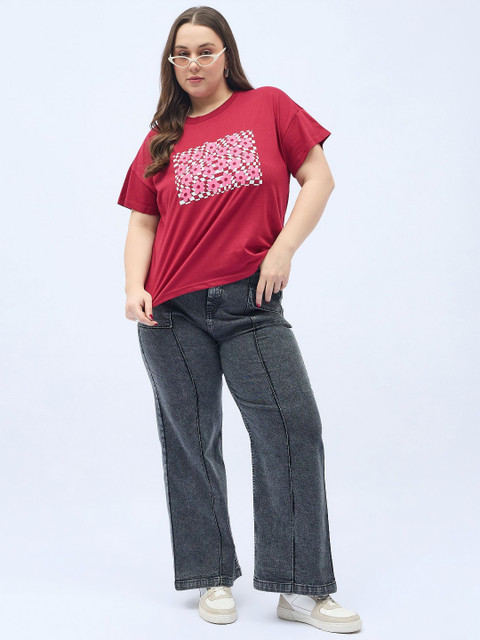 ANJIR Women Plus Size Graphic Printed Round Neck Cotton T-shirt - Image 6