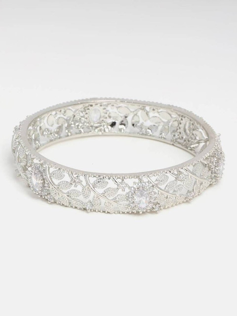 The Pari Set Of 2 Rhodium-Plated American Diamond-Studded Bangles - Image 4