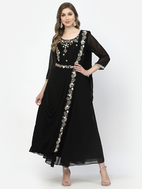 TS LIFESTYLE Women Floral Embroidered A-Line Maxi Dress