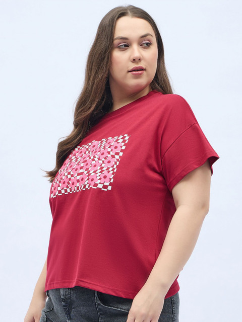 ANJIR Women Plus Size Graphic Printed Round Neck Cotton T-shirt - Image 3