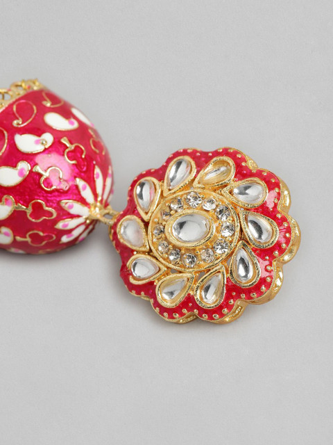 Anouk Gold Plated Artificial Stones and Beads Dome Shaped Jhumkas Earrings - Image 3