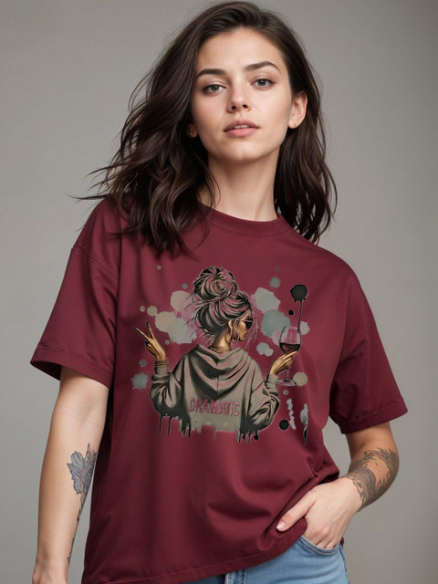 DressBerry Graphic Printed Round Neck Oversized Cotton T-shirt