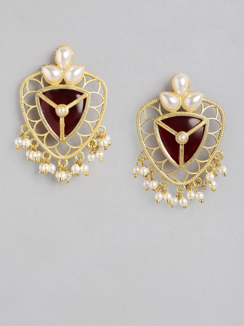 Anouk Gold-Plated Artificial Beaded Contemporary Drop Earrings