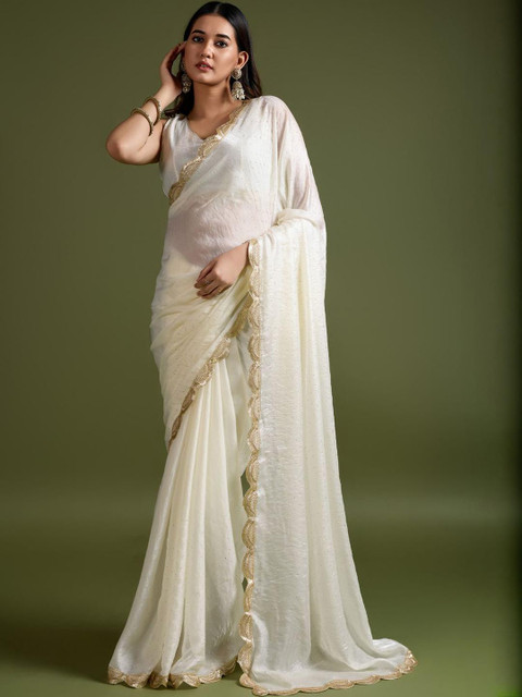 Anouk White Organza Sarees