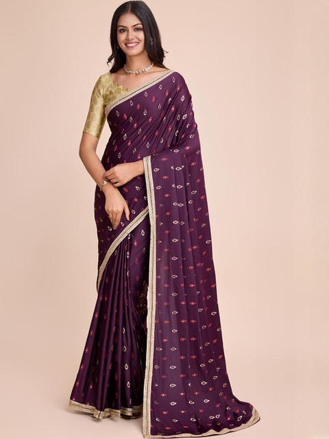 HARIOM FASHION Magenta Lycra Sarees
