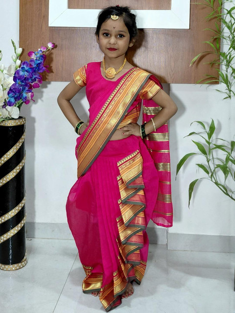 Mom and Me Girls Art Silk Sarees - Image 5