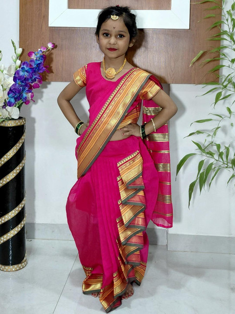 Mom and Me Girls Art Silk Sarees - Image 6