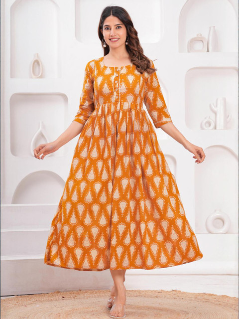 FASHION CLOUD Floral Printed Pure Cotton Maternity Feeding Kurti