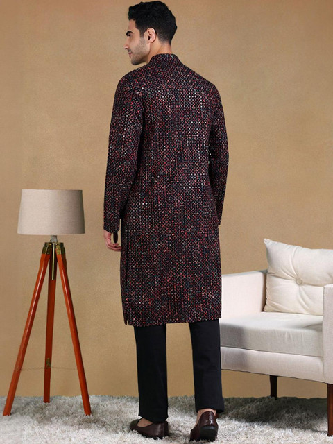 House of Pataudi Men Ethnic Motifs Printed Festive Straight Kurta - Image 5