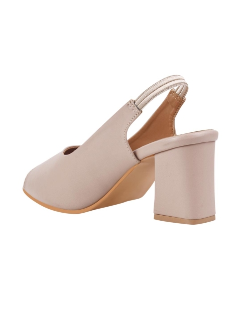 Shoetopia Beige Block Pumps - Image 2