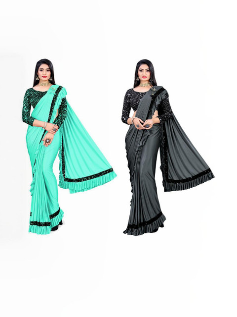 HARIOM FASHION Sequinned Saree