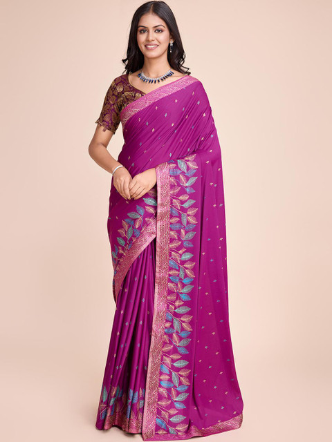HARIOM FASHION Leaf Print Saree