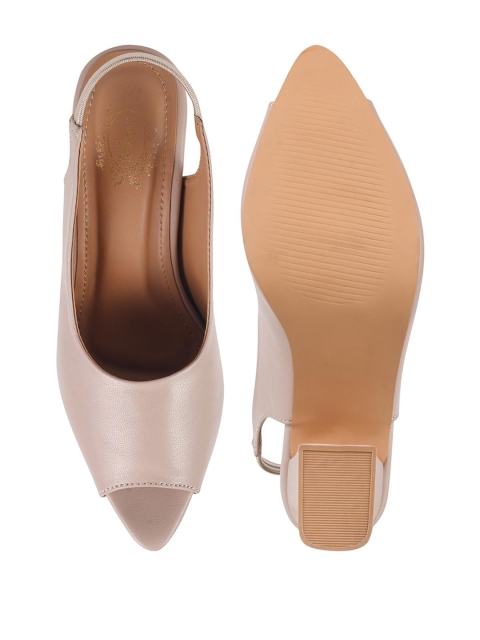 Shoetopia Beige Block Pumps - Image 6
