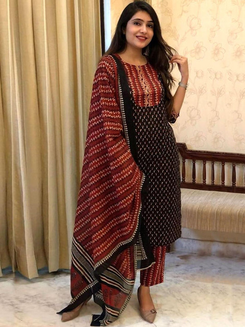 Anouk Rustic Women Ethnic Motifs Printed Kurta with Trousers & Dupatta