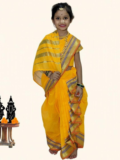 Mom and Me Girls Art Silk Sarees - Image 3