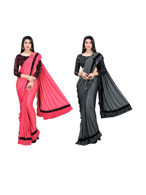 HARIOM FASHION Multi Lycra Sarees