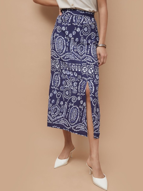 Fame Forever by Lifestyle Floral Printed A-Line Front Slit Maxi Skirt