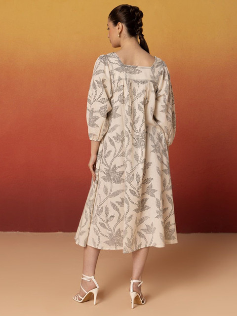 Bannos Swagger Women Ethnic Motifs Puff Sleeve A-Line Midi Dress - Image 5