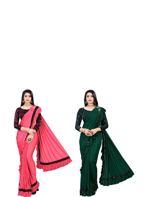 HARIOM FASHION Multi Lycra Sarees