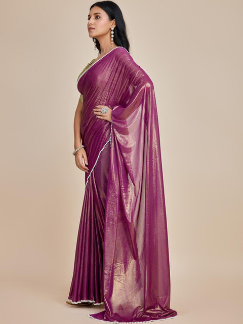HARIOM FASHION Purple Lycra Sarees