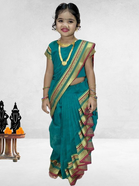 Mom and Me Girls Art Silk Sarees - Image 3