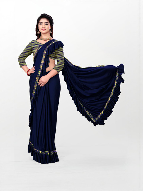 HARIOM FASHION Paisley Print and Ruffled Border Saree