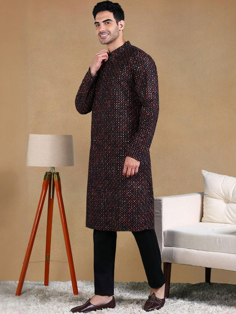 House of Pataudi Men Ethnic Motifs Printed Festive Straight Kurta - Image 2
