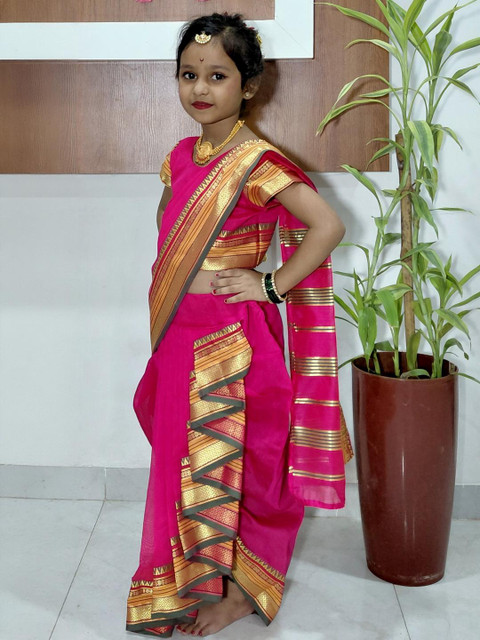 Mom and Me Girls Art Silk Sarees - Image 4