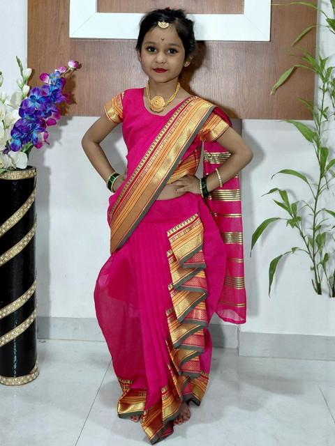Mom and Me Girls Art Silk Sarees - Image 4