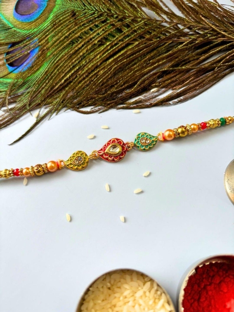 Meenakari Kundan Traditional Handmade Rakhi for Brother