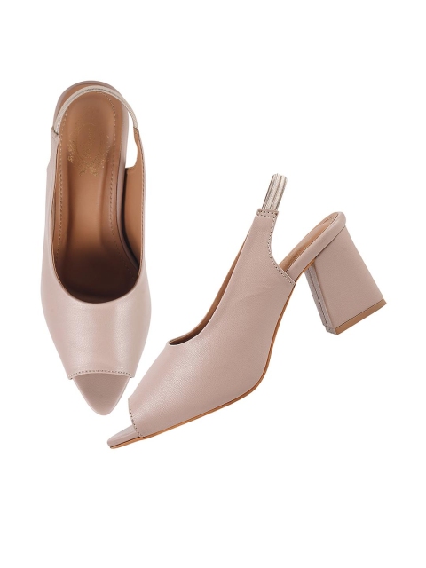 Shoetopia Beige Block Pumps - Image 5