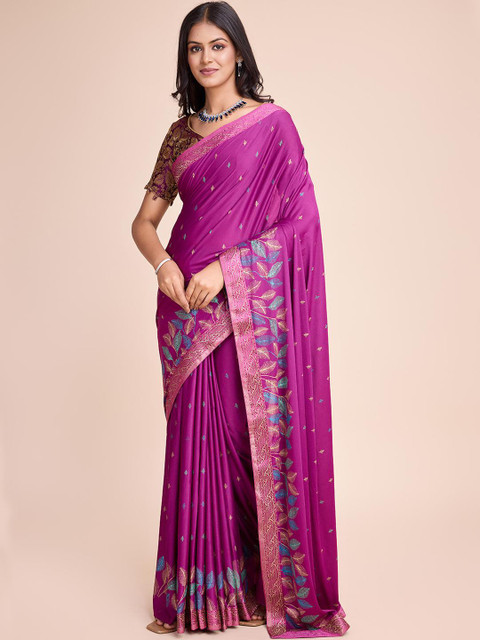 HARIOM FASHION Leaf Print Saree - Image 2