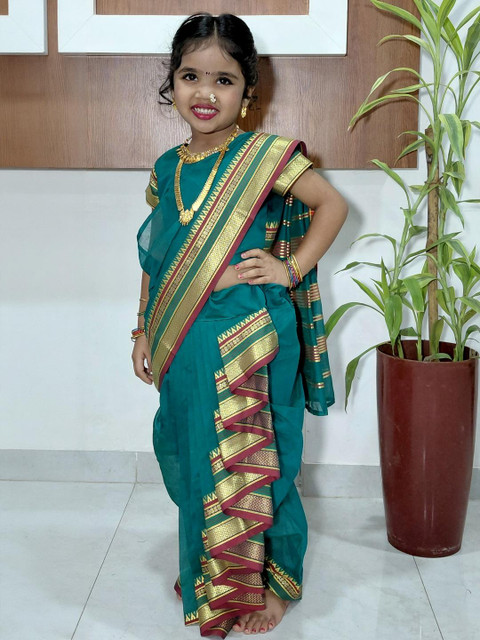 Mom and Me Girls Art Silk Sarees - Image 3