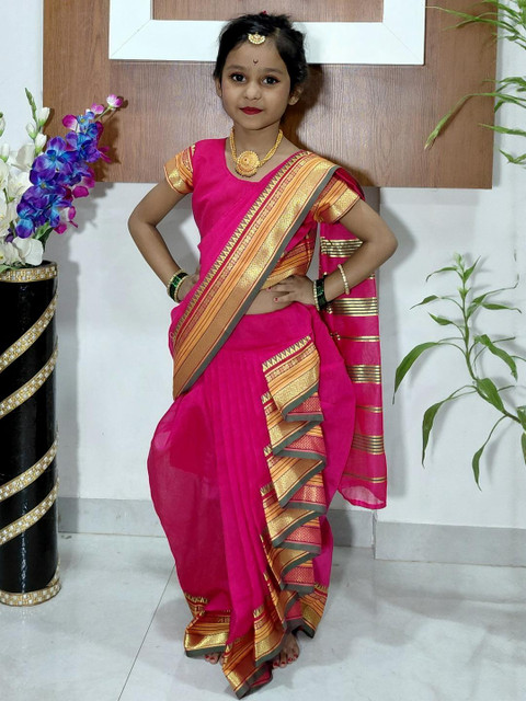 Mom and Me Girls Art Silk Sarees - Image 4