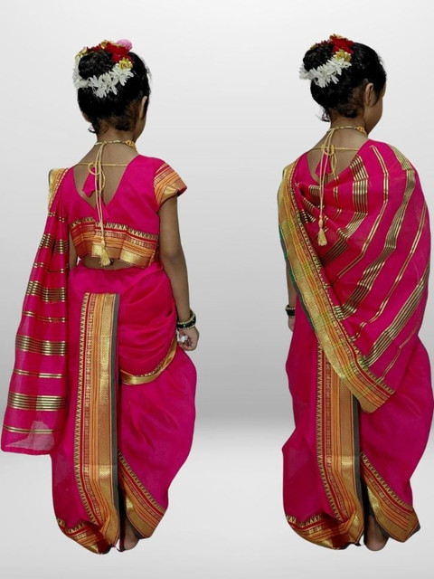 Mom and Me Girls Art Silk Sarees - Image 5