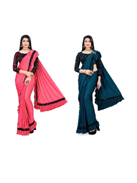 HARIOM FASHION Selection of 2 Ruffles Saree